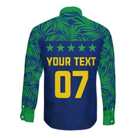 Personalised Brazil Football Long Sleeve Button Shirt Women's WC 2023 Selecao - Wonder Print Shop