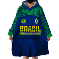 Personalised Brazil Football Wearable Blanket Hoodie Women's WC 2023 Selecao - Wonder Print Shop
