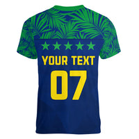 Personalised Brazil Football Women V Neck T Shirt Women's WC 2023 Selecao - Wonder Print Shop