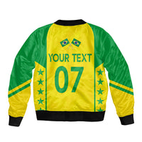 Personalised Brazil Football Bomber Jacket Women's WC 2023 Canarinhas LT7 - Wonder Print Shop