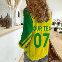 Personalised Brazil Football Women Casual Shirt Women's WC 2023 Canarinhas - Wonder Print Shop