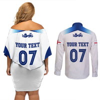 Personalised England Football Couples Matching Off Shoulder Short Dress and Long Sleeve Button Shirts The Lionesses Women World Cup 2023 LT7 - Wonder Print Shop
