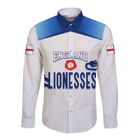 Personalised England Football Long Sleeve Button Shirt The Lionesses Women World Cup 2023 - Wonder Print Shop