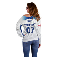Personalised England Football Off Shoulder Sweater The Lionesses Women World Cup 2023 - Wonder Print Shop