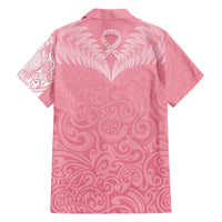 Personalised New Zealand Family Matching Off Shoulder Long Sleeve Dress and Hawaiian Shirt Pink Ribbon Tattoo Mix Silver Fern - Wonder Print Shop