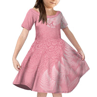 Personalised New Zealand Family Matching Puletasi Dress and Hawaiian Shirt Pink Ribbon Tattoo Mix Silver Fern - Wonder Print Shop