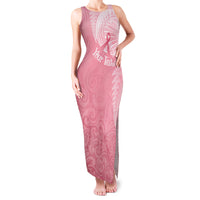 Personalised New Zealand Family Matching Tank Maxi Dress and Hawaiian Shirt Pink Ribbon Tattoo Mix Silver Fern - Wonder Print Shop