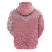 Personalised New Zealand Hoodie Pink Ribbon Tattoo Mix Silver Fern - Wonder Print Shop