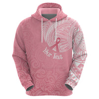 Personalised New Zealand Hoodie Pink Ribbon Tattoo Mix Silver Fern - Wonder Print Shop