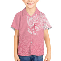 Personalised New Zealand Kid Hawaiian Shirt Pink Ribbon Tattoo Mix Silver Fern - Wonder Print Shop
