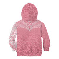 Personalised New Zealand Kid Hoodie Pink Ribbon Tattoo Mix Silver Fern - Wonder Print Shop