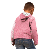 Personalised New Zealand Kid Hoodie Pink Ribbon Tattoo Mix Silver Fern - Wonder Print Shop