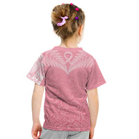 Personalised New Zealand Kid T Shirt Pink Ribbon Tattoo Mix Silver Fern - Wonder Print Shop