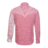 Personalised New Zealand Long Sleeve Button Shirt Pink Ribbon Tattoo Mix Silver Fern - Wonder Print Shop