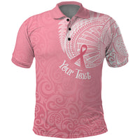 Personalised New Zealand Polo Shirt Pink Ribbon Tattoo Mix Silver Fern - Wonder Print Shop