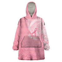 Personalised New Zealand Wearable Blanket Hoodie Pink Ribbon Tattoo Mix Silver Fern - Wonder Print Shop