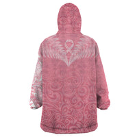 Personalised New Zealand Wearable Blanket Hoodie Pink Ribbon Tattoo Mix Silver Fern - Wonder Print Shop