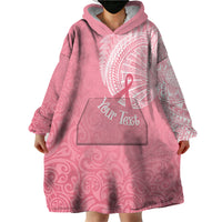 Personalised New Zealand Wearable Blanket Hoodie Pink Ribbon Tattoo Mix Silver Fern - Wonder Print Shop