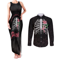 In October We Wear Pink Breast Cancer Awareness Couples Matching Tank Maxi Dress and Long Sleeve Button Shirts Skull and Roses - Black LT7 - Wonder Print Shop