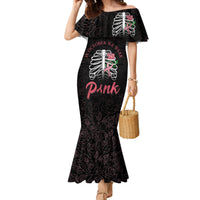 In October We Wear Pink Breast Cancer Awareness Family Matching Mermaid Dress and Hawaiian Shirt Skull and Roses - Black LT7 - Wonder Print Shop