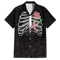 In October We Wear Pink Breast Cancer Awareness Family Matching Off Shoulder Maxi Dress and Hawaiian Shirt Skull and Roses - Black LT7 - Wonder Print Shop