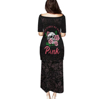 In October We Wear Pink Breast Cancer Awareness Puletasi Skull and Roses - Black - Wonder Print Shop