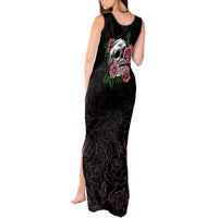 In October We Wear Pink Breast Cancer Awareness Tank Maxi Dress Skull and Roses - Black - Wonder Print Shop