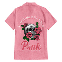 In October We Wear Pink Breast Cancer Awareness Family Matching Off Shoulder Short Dress and Hawaiian Shirt Skull and Roses - Pink LT7 - Wonder Print Shop