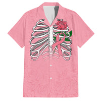In October We Wear Pink Breast Cancer Awareness Family Matching Short Sleeve Bodycon Dress and Hawaiian Shirt Skull and Roses - Pink - Wonder Print Shop