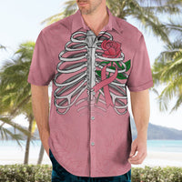In October We Wear Pink Breast Cancer Awareness Hawaiian Shirt Skull and Roses - Pink - Wonder Print Shop
