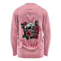 In October We Wear Pink Breast Cancer Awareness Long Sleeve Shirt Skull and Roses - Pink - Wonder Print Shop