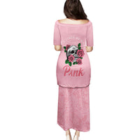 In October We Wear Pink Breast Cancer Awareness Puletasi Skull and Roses - Pink - Wonder Print Shop