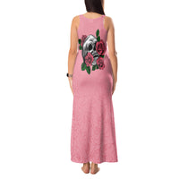 In October We Wear Pink Breast Cancer Awareness Tank Maxi Dress Skull and Roses - Pink - Wonder Print Shop