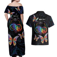 Fight Cancer In All Colors Couples Matching Off Shoulder Maxi Dress and Hawaiian Shirt Whimsical Butterflies LT7 - Wonder Print Shop