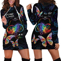 Fight Cancer In All Colors Hoodie Dress Whimsical Butterflies - Wonder Print Shop