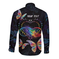 Fight Cancer In All Colors Long Sleeve Button Shirt Whimsical Butterflies - Wonder Print Shop