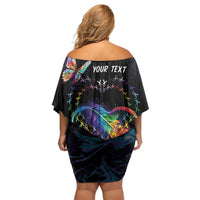 Fight Cancer In All Colors Off Shoulder Short Dress Whimsical Butterflies - Wonder Print Shop