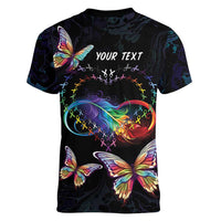 Fight Cancer In All Colors Women V-Neck T-Shirt Whimsical Butterflies - Wonder Print Shop
