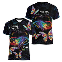 Fight Cancer In All Colors Women V-Neck T-Shirt Whimsical Butterflies - Wonder Print Shop