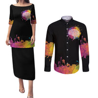 Autism Wired Differently Colors Splash Couples Matching Puletasi and Long Sleeve Button Shirt LT7 - Wonder Print Shop