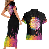Autism Wired Differently Colors Splash Couples Matching Short Sleeve Bodycon Dress and Hawaiian Shirt LT7 - Wonder Print Shop