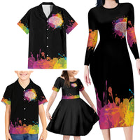 Autism Wired Differently Colors Splash Family Matching Long Sleeve Bodycon Dress and Hawaiian Shirt LT7 - Wonder Print Shop