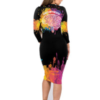 Autism Wired Differently Colors Splash Family Matching Long Sleeve Bodycon Dress and Hawaiian Shirt LT7 - Wonder Print Shop