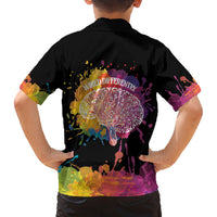 Autism Wired Differently Colors Splash Family Matching Off The Shoulder Long Sleeve Dress and Hawaiian Shirt - Wonder Print Shop