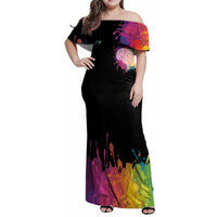 Autism Wired Differently Colors Splash Family Matching Off Shoulder Maxi Dress and Hawaiian Shirt LT7 - Wonder Print Shop