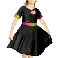 Autism Wired Differently Colors Splash Kid Short Sleeve Dress - Wonder Print Shop