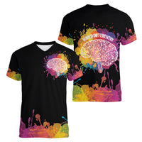 Autism Wired Differently Colors Splash Women V-Neck T-Shirt - Wonder Print Shop