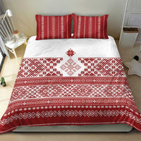 Latvia Jani Midsummer Bedding Set Red White Latvijas Auseklis
