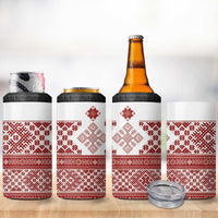 Latvia Jani Midsummer 4 in 1 Can Cooler Tumbler Red White Latvijas Auseklis