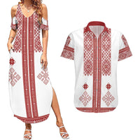 Latvia Jani Midsummer Couples Matching Summer Maxi Dress and Hawaiian Shirt Red White Latvijas Auseklis